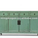 Chinese Antique four drawer two door blue green dressing cupboard-CS2