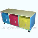 children wooden storage cabinet with 3 non-woven drawers-QX12050