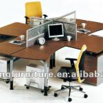 X shape wood Office Partition/workstation for 4 people