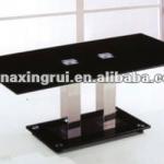 B-C-025,the new design black rectangle center table (with tempered glass,stainless steel tubes)