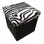 folding storage ottoman, faux fur or printed top