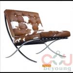 stainless steel frame leather cushion BARCELONA CHAIR in cowhide (pony leather)-7825p