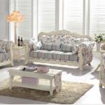 JHY-D Romantic white rose fabric living room sofa set solid wood frame sofa matching end table and tea tables