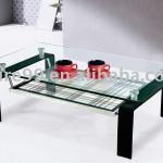 Modern living room furniture two tiers glass coffee table-CT-669