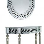 Classic mirror and half moon hand painted console table