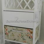 wood cabinet-with drawers and storage baskets