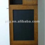 Wooden swivel cabinet w/chalkboard photo frames coat hanger