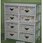 Modern colorful drawers bedroom cabinet with wood frame and willow basket-KZ-CD20120618