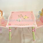 European style Wooden children bedroom table with chairs in stock