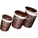 a set of wicker laundary basket with liners