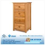 NEW SOLID WOODEN CHEST OF 4 DRAWER BEDROOM FURNITURE NATURAL WOOD COLOUR