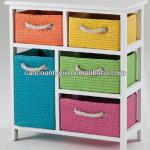 cabinet with multicolored baskets-four drawers and five baskets