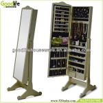 Wooden box standing mirror jewelry armoire