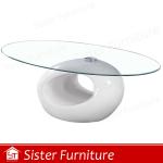 2013 New design modern oval glass and fiber glass coffee tables STCT-13035