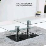 2012 modern wooden coffee table with glass top design