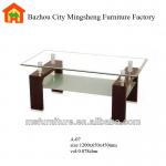 HOT SALE WOOD SUPPORT GLASS COFFEE TABLE