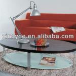 stainless steel frame and wood top and glass base oval coffee tables