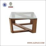 Home furniture Solid walnut tempered glass top coffee table designs