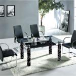 Glass dining table with black flower in legs,2013 luxury dining chairs,