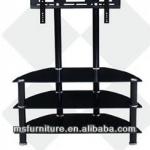 TV-70 metal frame tempered glass black color plasma tv stand