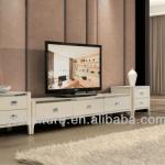 modern TV cabinet with glossy wheat color Tempered glass