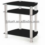 Hot sale glass and metal 3 tier black TV stand (JP-21)