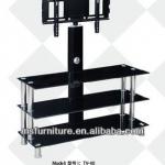 TV-40 steel frame tempered glass black color glass plasma tv stand-TV-40