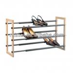 Natural 3-Tier Expandable Grippy Shoe Rack