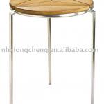 Restaurant stainless steel and teak bar table