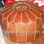 Dark Tan Moroccan Leather Pouf Handmade pouffe