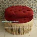 New Red Round Ottoman Furniture with Tassel Designs