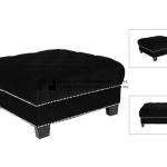 modern black fabric ottoman with crystal