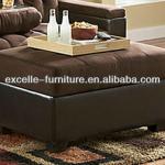 Two-tone leather fabric ottoman-Ot-015