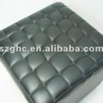 MODERN SMALL LEATHER CUBE OTTOMAN FOOT STOOL