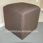 Wooden frame square Canvas ottoman,fabric covered ottoman with brown color finished-CFF08561