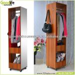 floor clothes rack wooden with full length mirror-GLS17087