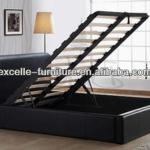 Modern bedroom furniture, gas lift storage leather bed