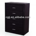 leather 5 drawer black night stand