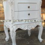 French White Nightstand - Solid Wood Bedside Table Furniture