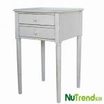 Antique White 2 drawer night stand with turned leg