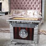 New Classical Ebony blackwood Modern Home bedroom furniture set-Silver and black plated Night stand