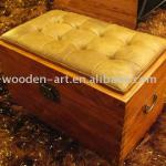 Sylish wooden trunk with leather top