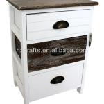 Antique wood bedside table with 3 drawers-HX13-122