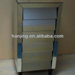 hot selling silver mirror chest with 5 drawers