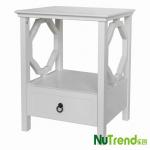 Geo Pattern White one drawer night stand