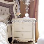 Romantic princess white colour rose wooden hand carved bedroom furniture-Night stand