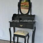 Mirror wood dresser vanity black furniture for European market