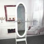 Vanity oval wooden dressing mirrors with jewelry cabinet