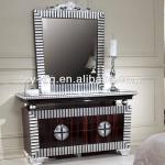 New Classical Ebony blackwood Modern New Classical Ebony blackwood Modern Home bedroom furniture set-Silver and black dresser