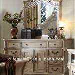 French antique solid wood makeup dresser with mirror 918-14